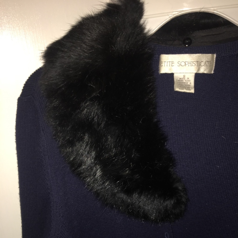 Navy Cardigan with Rabbit Collar - Picture 3 of 3